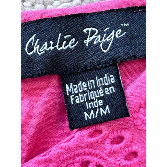 Charlie Paige Pink Sleeveless Eyelet Shift Dress M - Picture 5 of 12